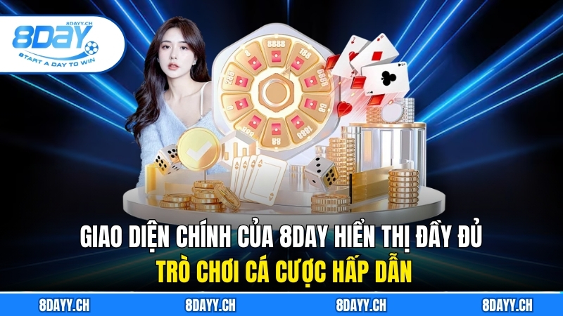 Link Vào 8DAY Mới Nhất 2025 An Toàn Và Không Bị Chặn Giao diện chính của 8DAY hiển thị đầy đủ trò chơi cá cược hấp dẫn